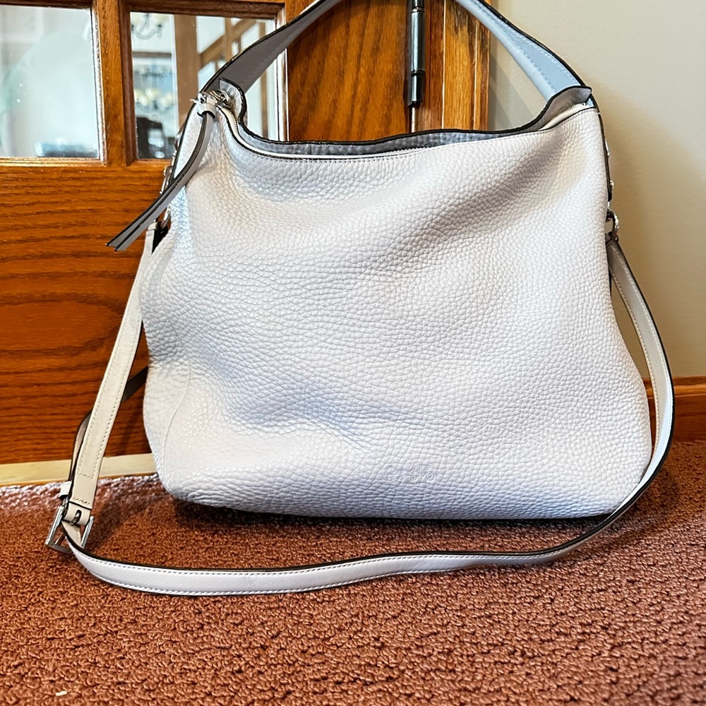 Coach Light Gray Pebbled Leather Shoulder Bag